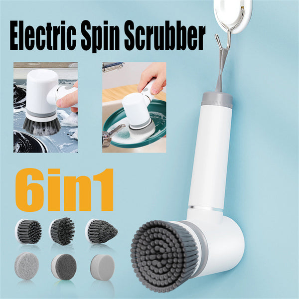 PowerSpin Pro 6-in-1 Cordless Electric Cleaning Brush – Rechargeable Spin Scrubber with 6 Interchangeable Heads