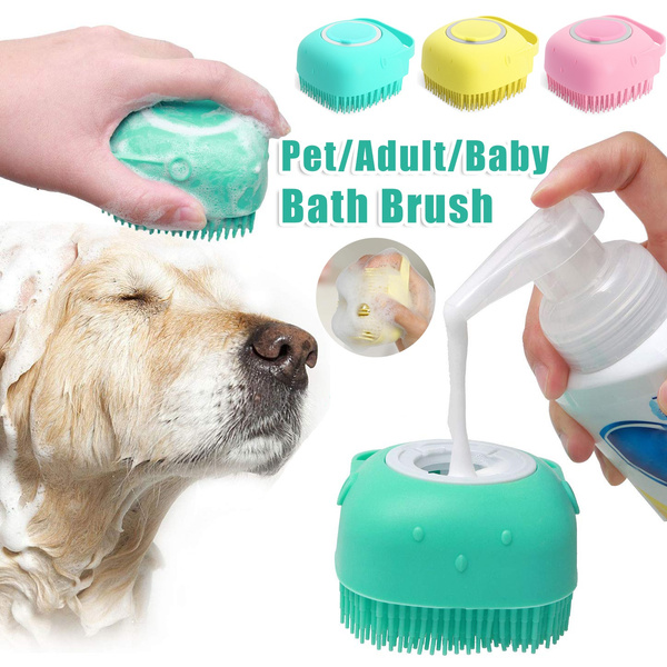 Silicone Dog Bath Massage Gloves Brush Pet Cat Bathroom Cleaning Tool Comb Brush For Dog Can Pour Shampoo Dog Grooming Supplies - image 1