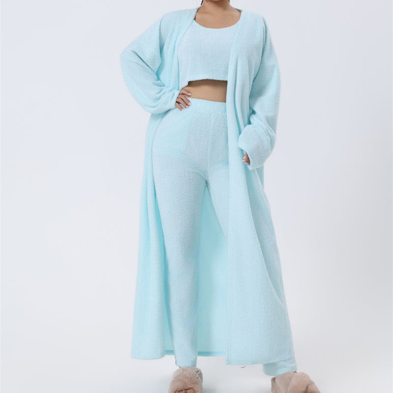 Cozy Pajama Set, 3 Piece Lounge Set, Cute Loungewear, Warm Suit Sets, Matching Set, Lounge Set, 3 Piece Pant Sets, Women Winter Dress - image 1