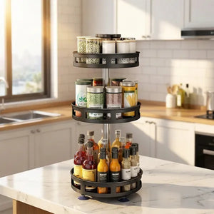 360° Rotating Spice Rack — Space-Saving Kitchen Organizer