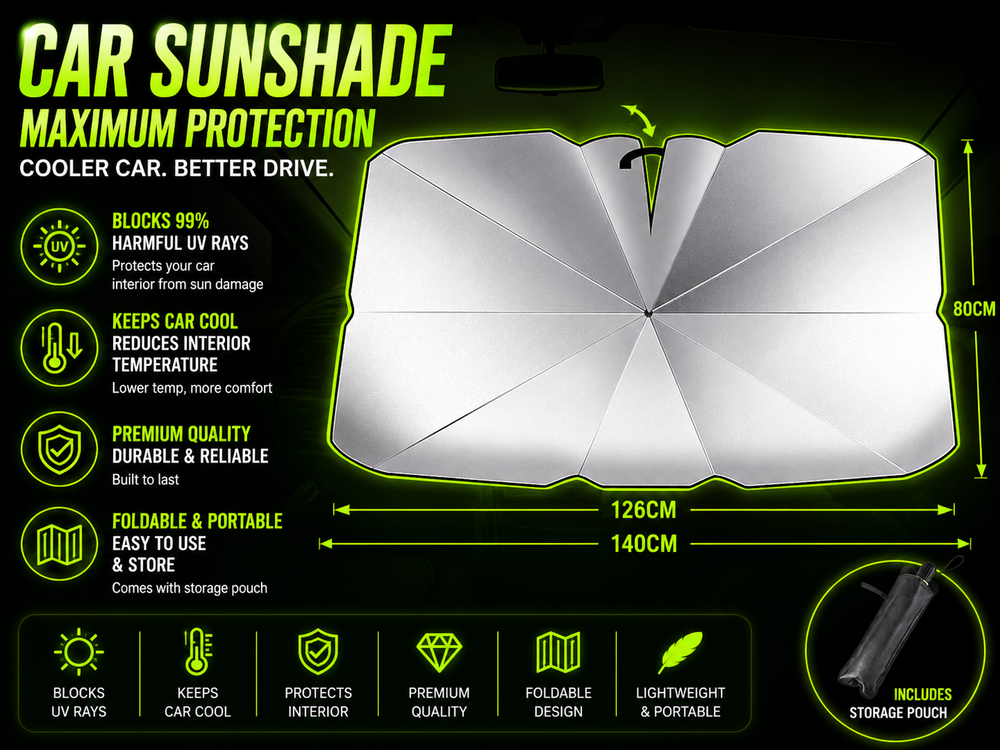 DailyScroll ShadeSnap™ Windshield Umbrella