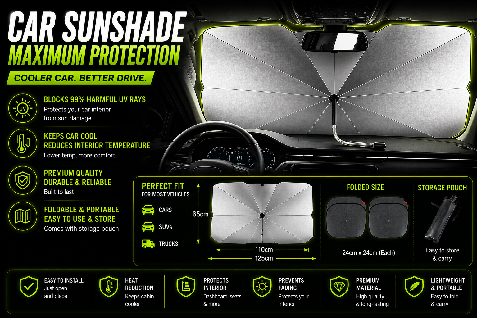 DailyScroll ShadeSnap™ Windshield Umbrella - image 4