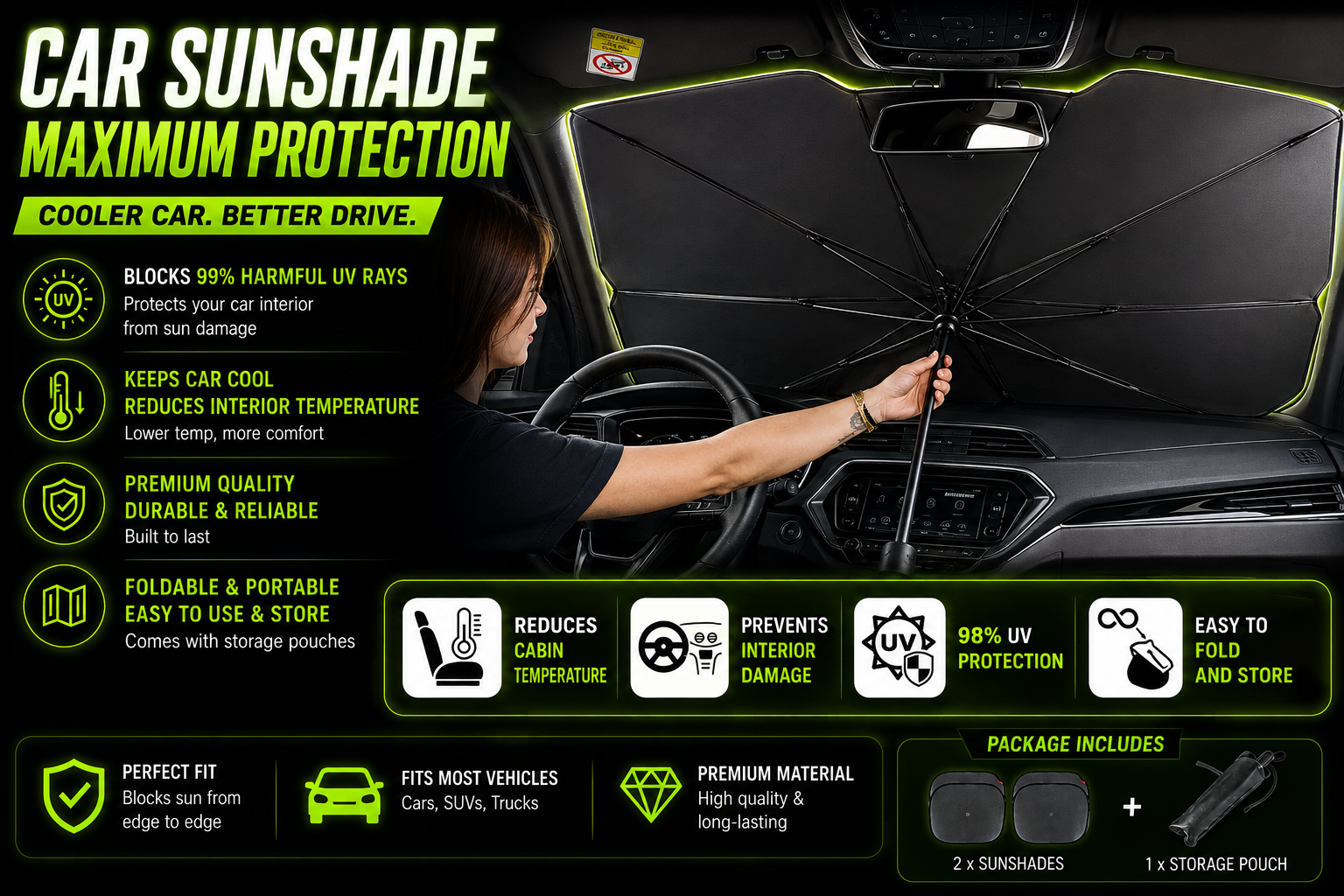 DailyScroll ShadeSnap™ Windshield Umbrella - image 5