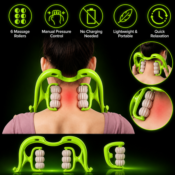 DailyScroll NeckEase™ Six-Roller Manual Massager