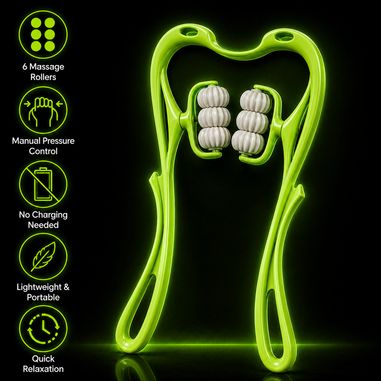 DailyScroll NeckEase™ Six-Roller Manual Massager - image 3