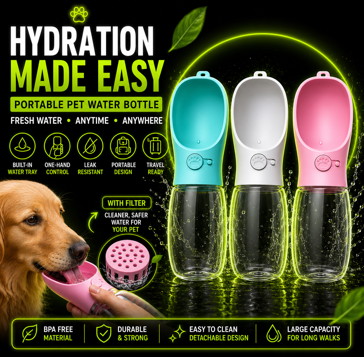 DailyScroll PupSip™ Portable Travel Water Bottle - image 3
