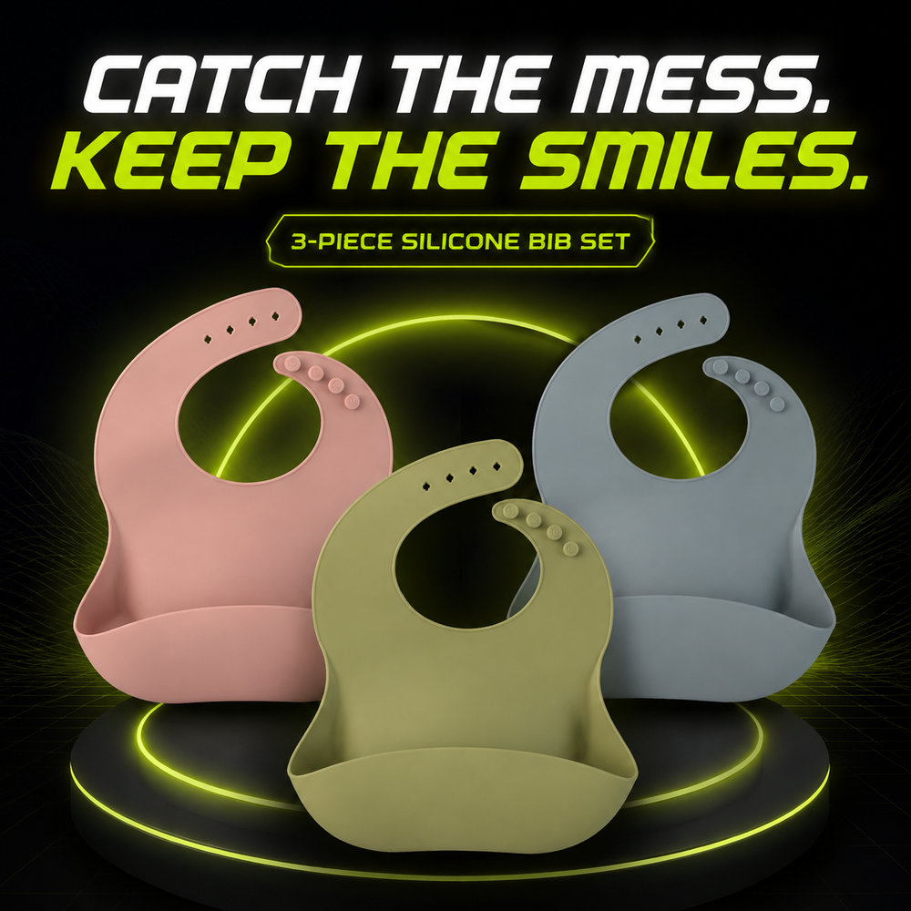 DailyScroll CatchBib™ 3-Piece Silicone Bib Set