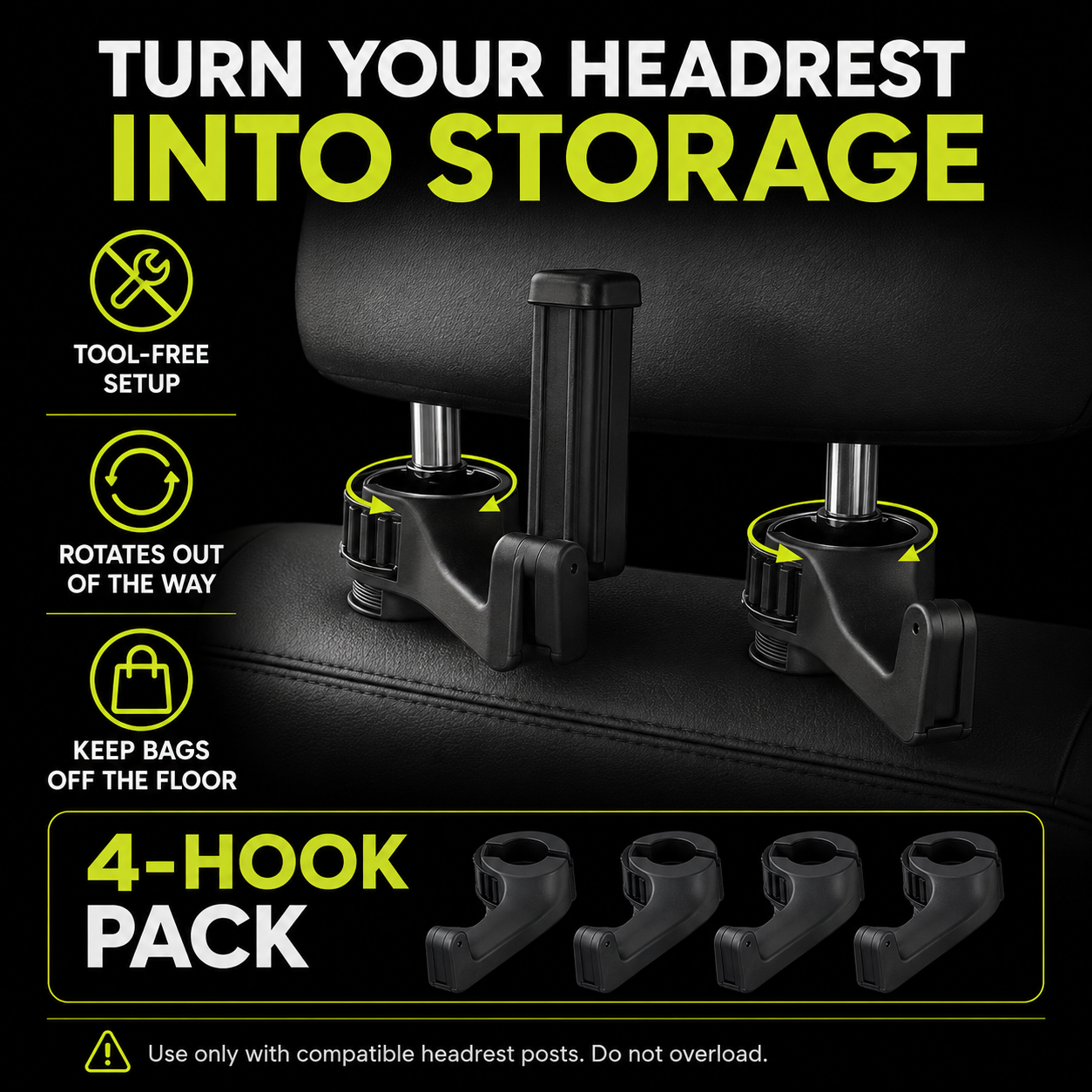 DailyScroll HookMate™ Car Hooks 4-Pack - image 1