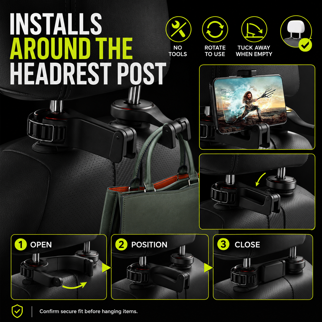 DailyScroll HookMate™ Car Hooks 4-Pack - image 3