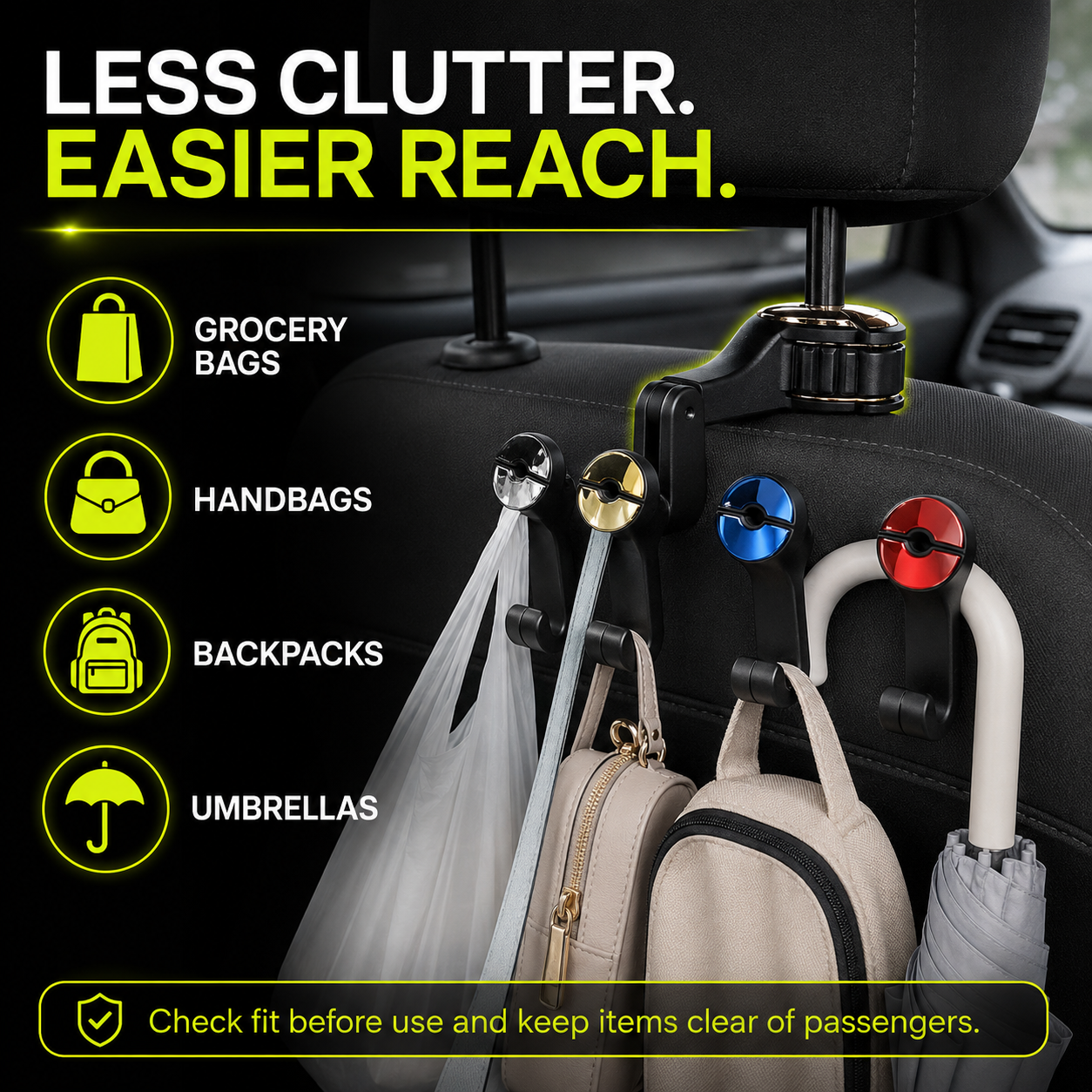 DailyScroll HookMate™ Car Hooks 4-Pack - image 2