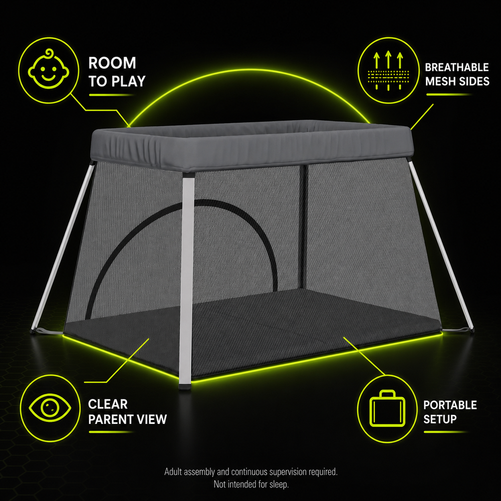 DailyScroll SafeZone™ Portable Baby Playpen