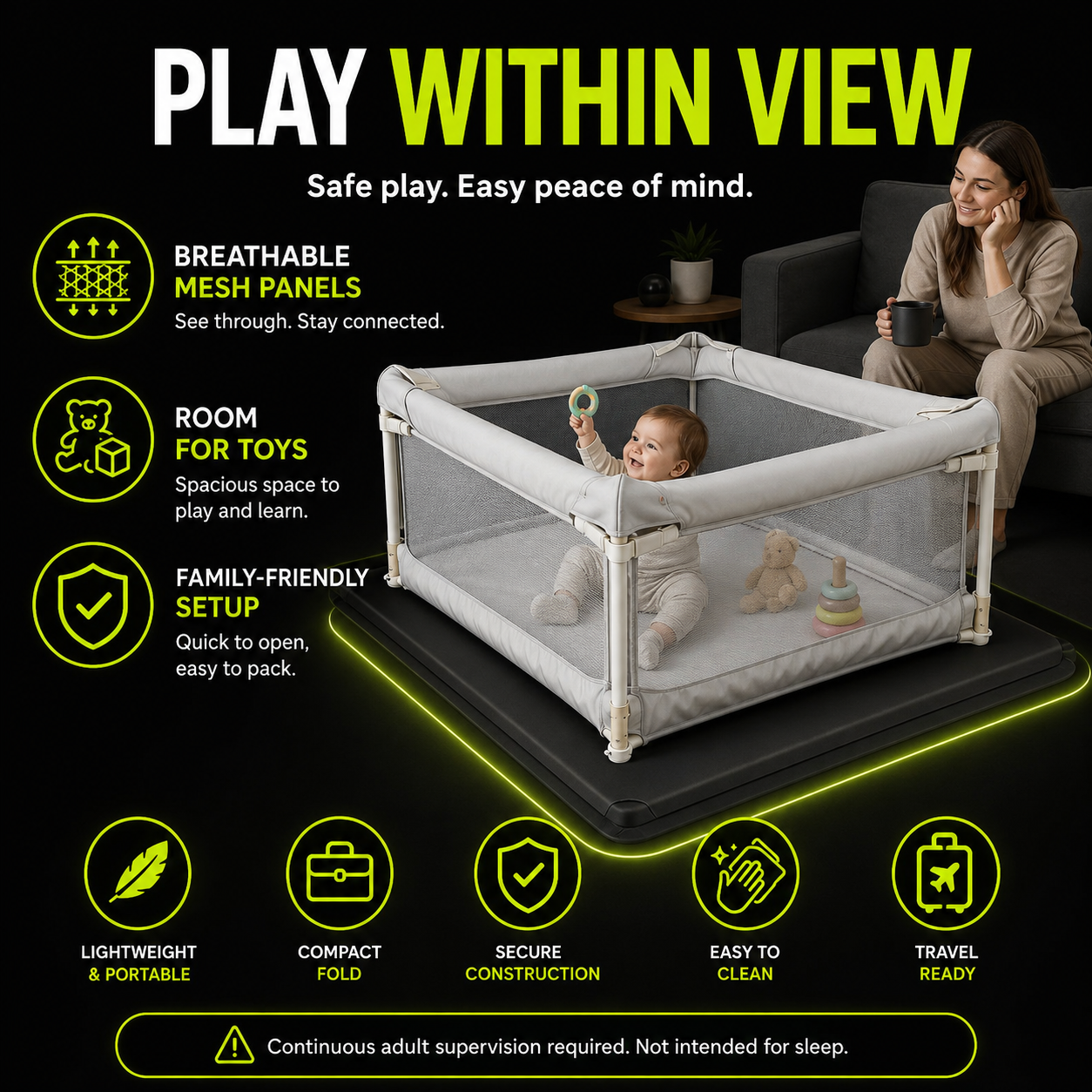 DailyScroll SafeZone™ Portable Baby Playpen - image 4