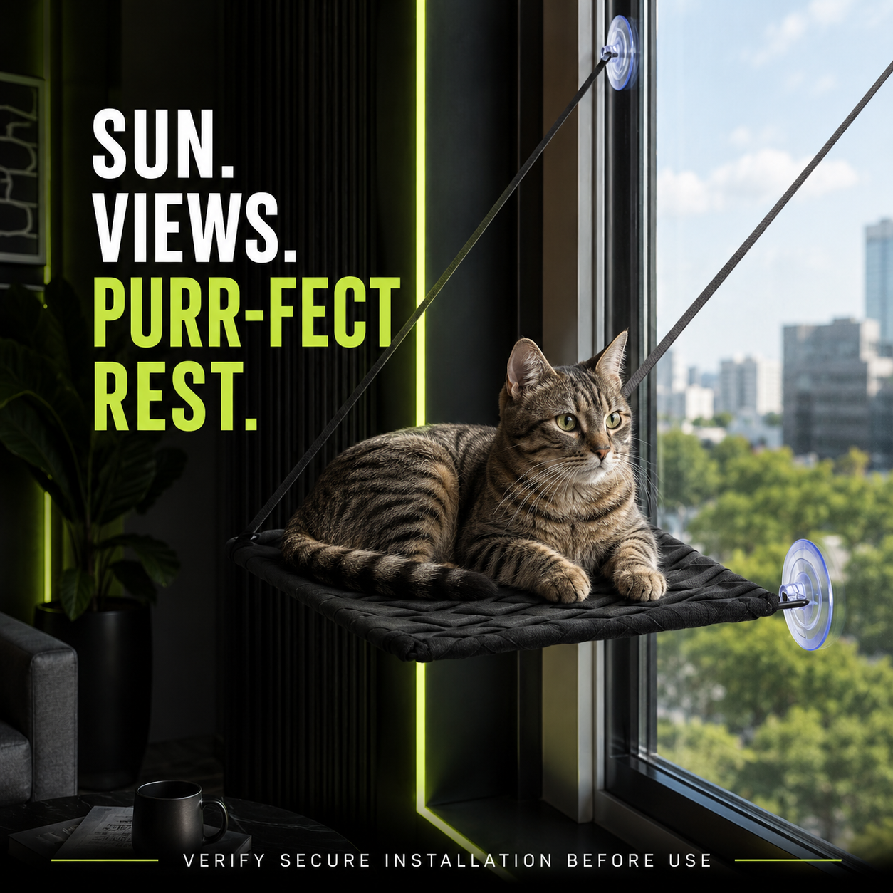 DailyScroll SkyPerch™ Cat Window Hammock - image 4