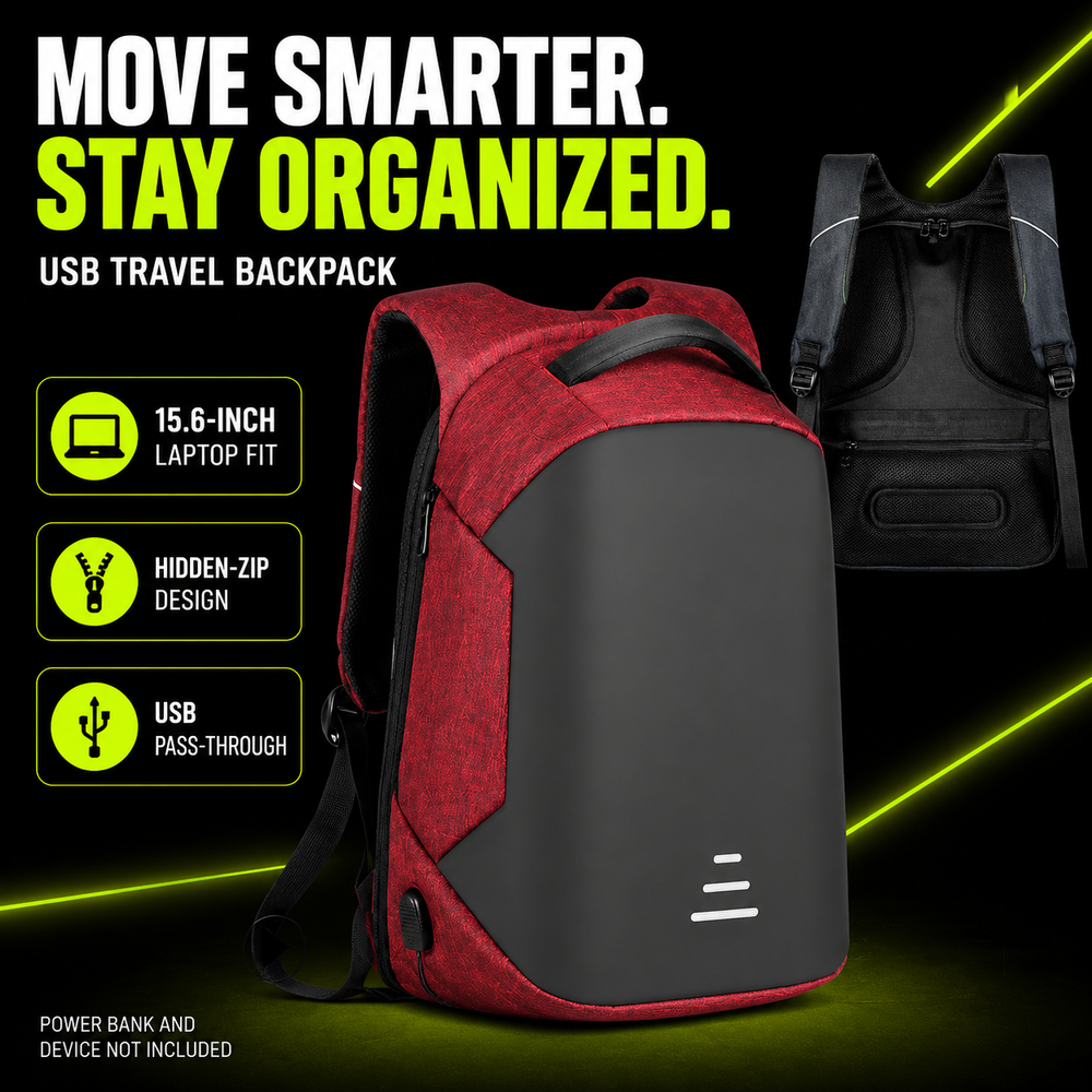 DailyScroll SafePort™ USB Travel Backpack